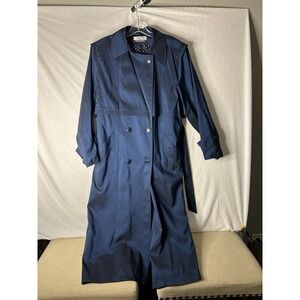 Vintage Forrani  Women's Navy Blue Trench Coat Iridescent Nylon Polkadot Lining